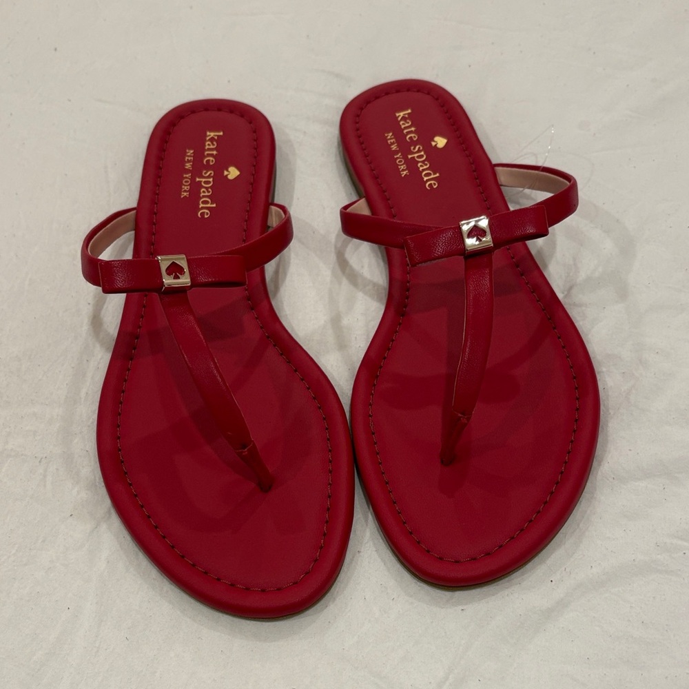 kate spade Red T-Strap Logo Sandals